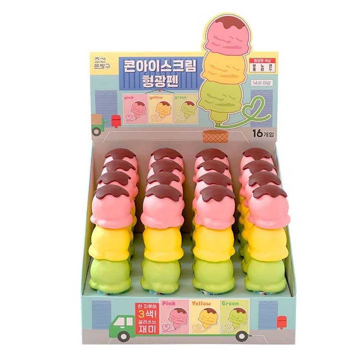 K-Wonderland - Wholesale Highlighter - Ice Cream Cone Highlighter Pen – 3 Colors in One!8