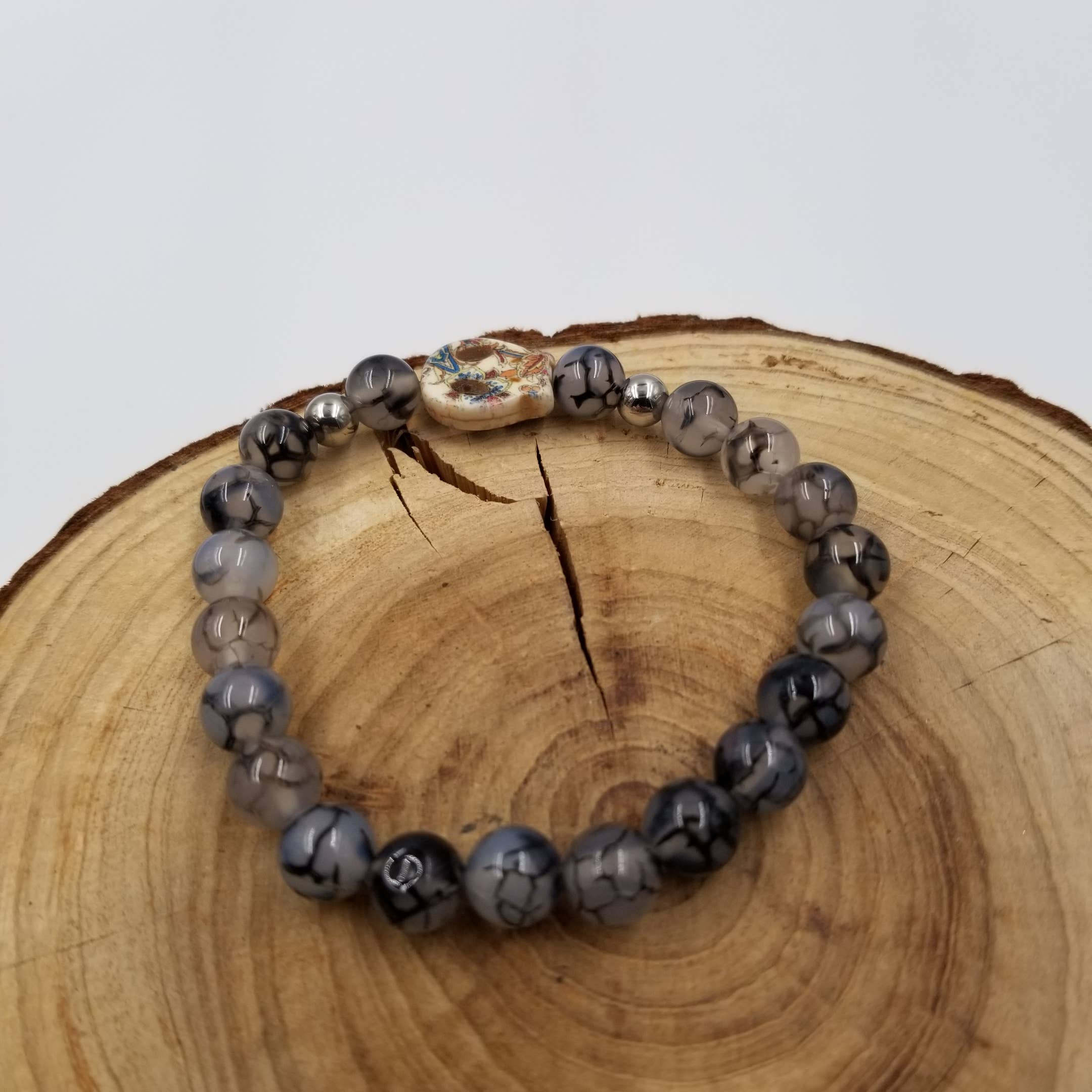 CHAKRA JEWELRY - Wholesale Armband met kralen - Natuurstenen armband met Halloween Death Skull 4