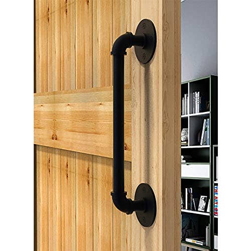 SERENITA - Wholesale Knob/Pull - A Pair Industrial Pipe Black Iron Barn Door Pull Bar Handles6
