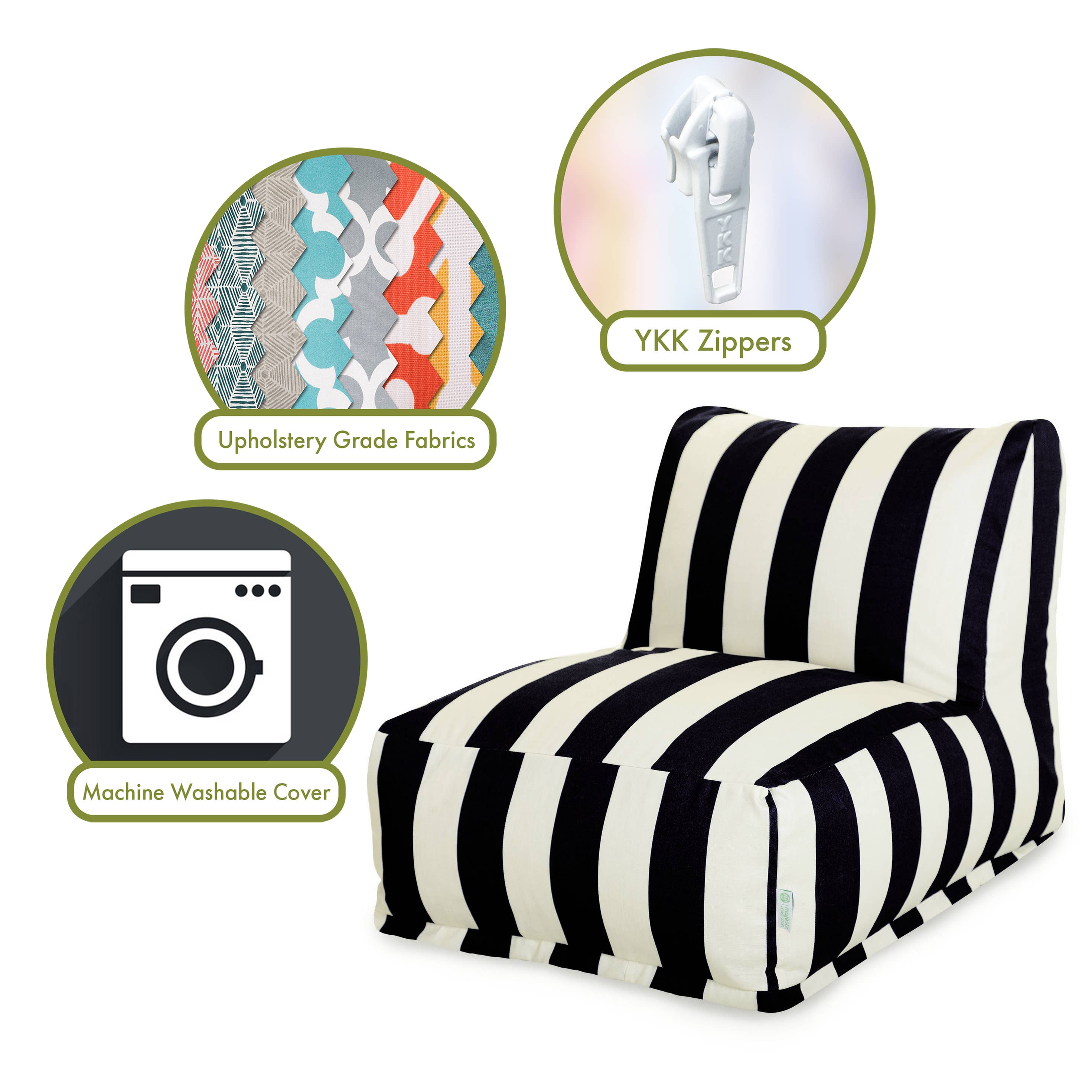 Majestic Home Goods - Wholesale Chair - Majestic Home Goods Black Vertical Stripe Chair Lounger2