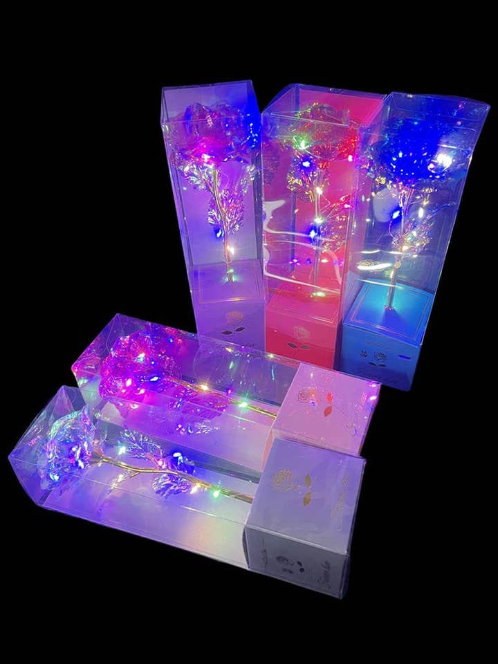 Metallic LED Light-Up Galaxy Rose Gift Box - 12 pcs for wholesale by Cap Zone