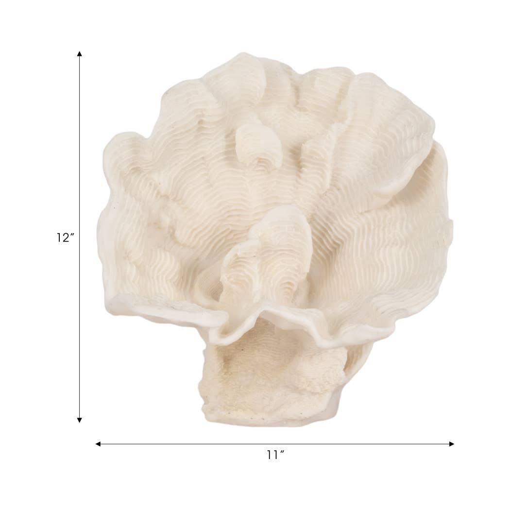 Sagebrook Home - Wholesale Decorative Figurine - Decorative Figurine - Ivory Resin Coastal Coral Fan, 12 in.1