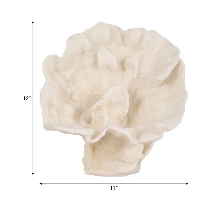 Sagebrook Home - Wholesale Decorative Figurine - Decorative Figurine - Ivory Resin Coastal Coral Fan, 12 in.1