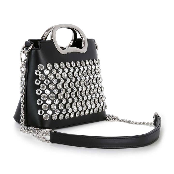 Black Studded Stone Shoulder Bag Tote for wholesale on Faire
