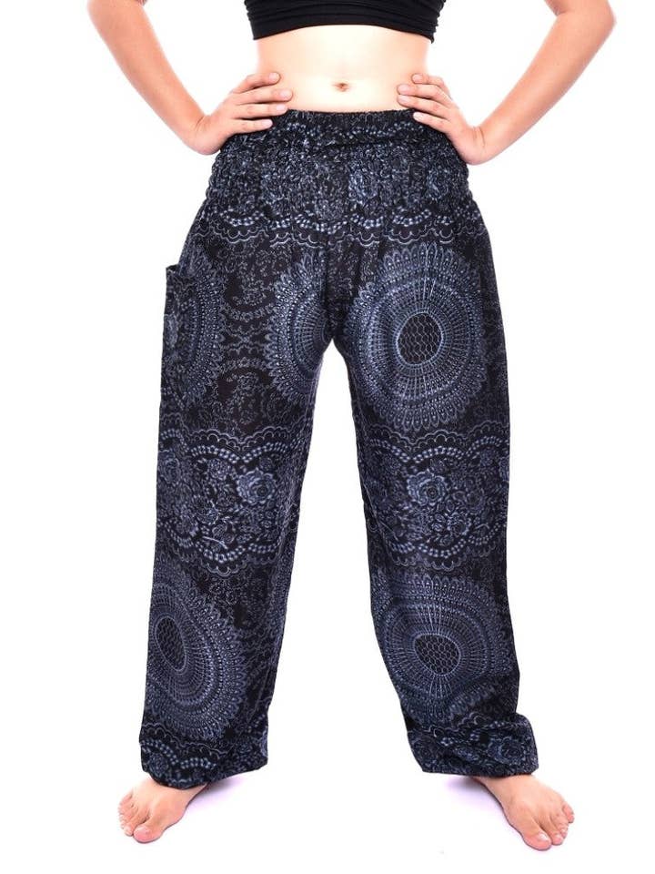 Black Night Glow Elasticated Waist Harem Pants S-3XL for wholesale by Bohotusk
