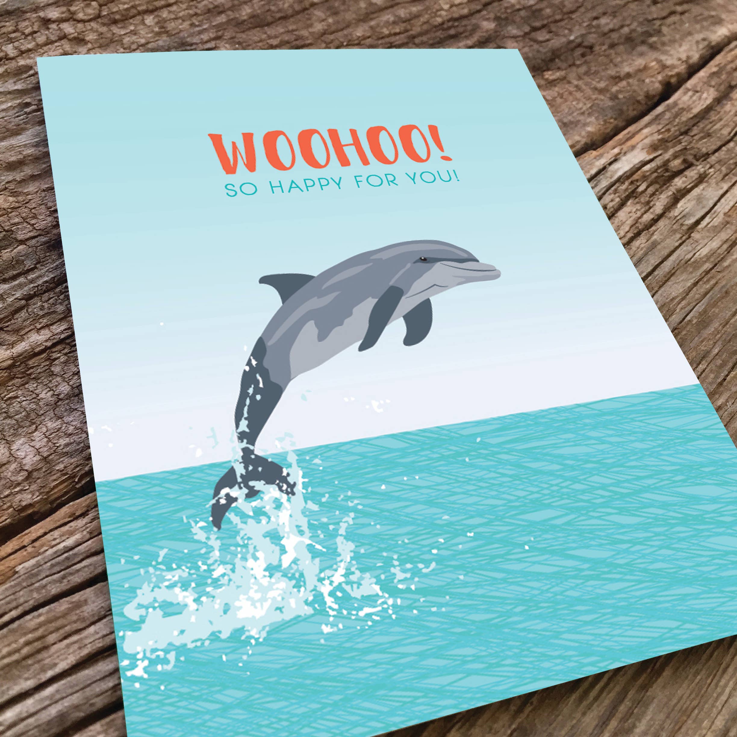 Modern Printed Matter - Wholesale Congratulations Card - Woohoo Dolphin Congrats Card1