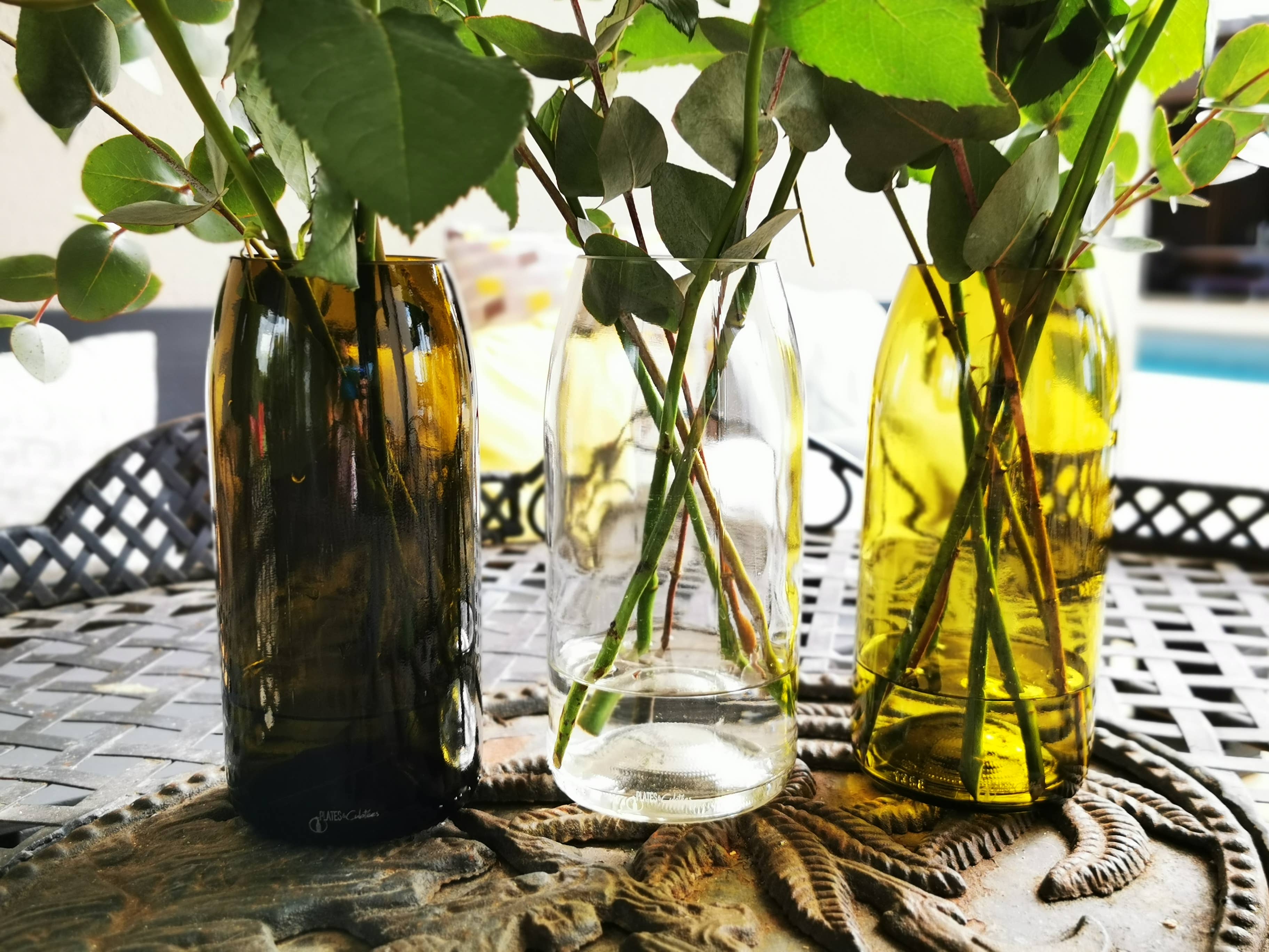 PLATES & Culotées – Vaso por atacado – Vasos Chaloupes Marrons feitos de Garrafas de Vinho8