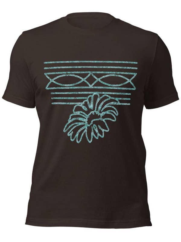 Faux embroidered boot stitch tee for wholesale by The Runnin Iron