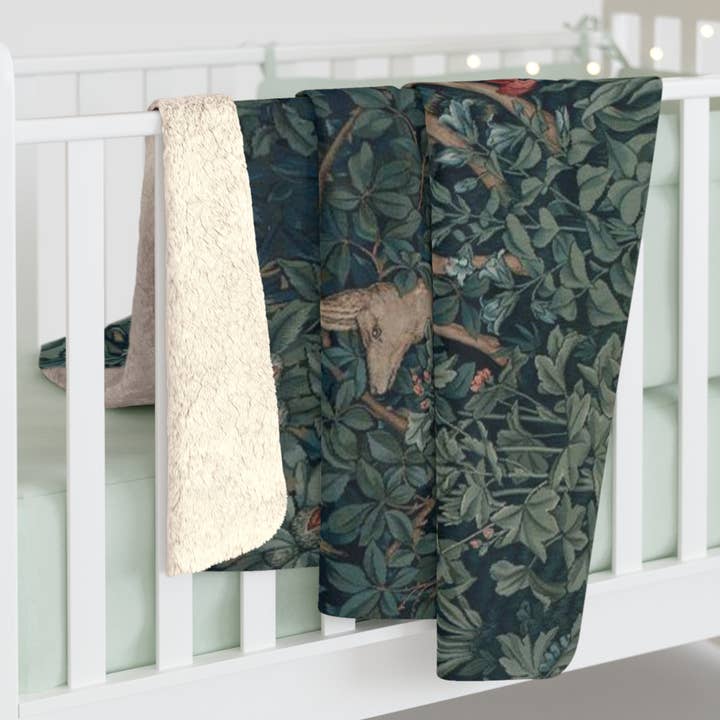 Willy Morris Home Emporium - Wholesale Throw blanket - Sherpa Fleece Blanket inspired by William Morris - Greenery Collection (Dear)6