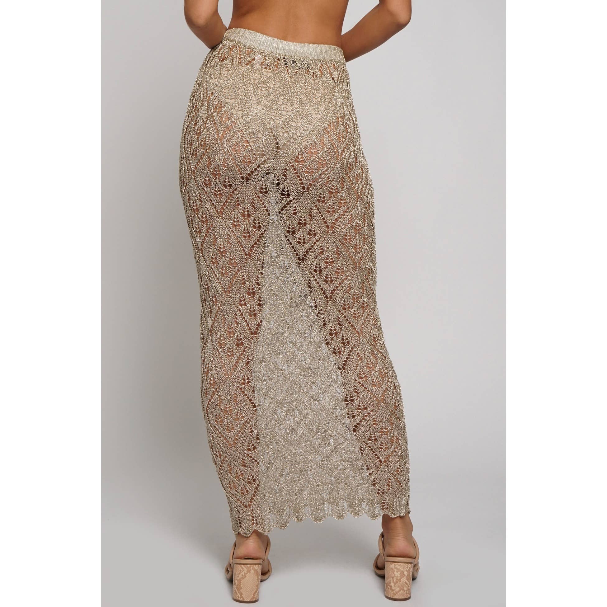 Sans Souci - Wholesale Skirt - Women's - METALLIC KNIT MAXI SKIRT2