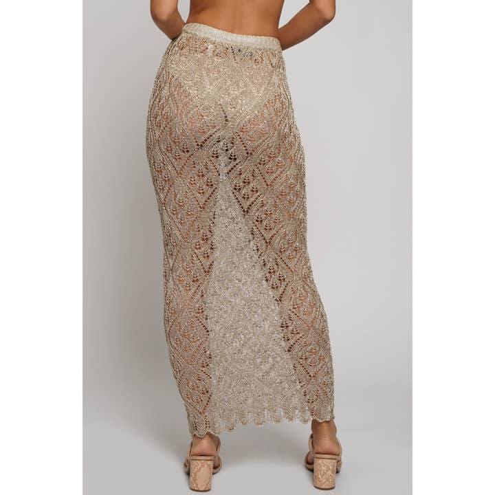 Sans Souci - Wholesale Skirt - Women's - METALLIC KNIT MAXI SKIRT2