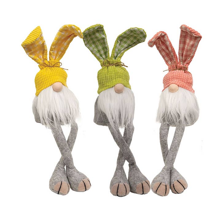 Gnomo con patas colgantes de conejito de gofres de Gingham, 3 años para venta al por mayor de Bright Ideas