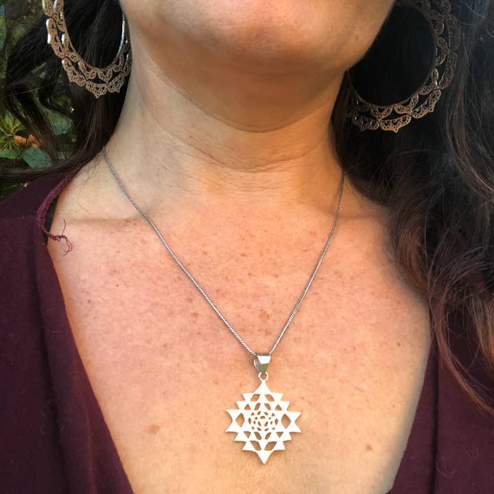 JAYA MOKSHA - Wholesale Pendant/Charm Necklace - Petite Silver Sri Yantra Necklace / Silver Yoga Necklace8