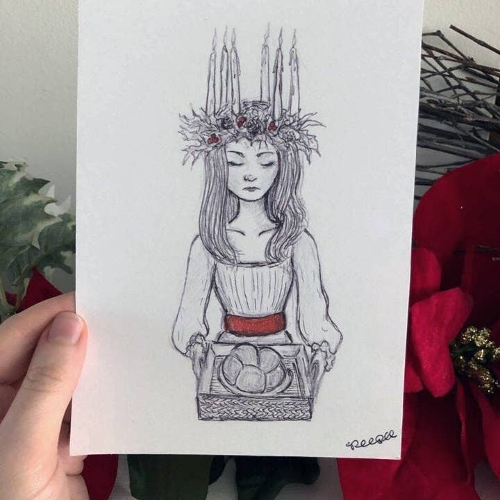 Santa Lucia - Stampa artistica 5x7 - Santa Lucia Festival delle Luci per la vendita all'ingrosso da parte di The Pickety Witch