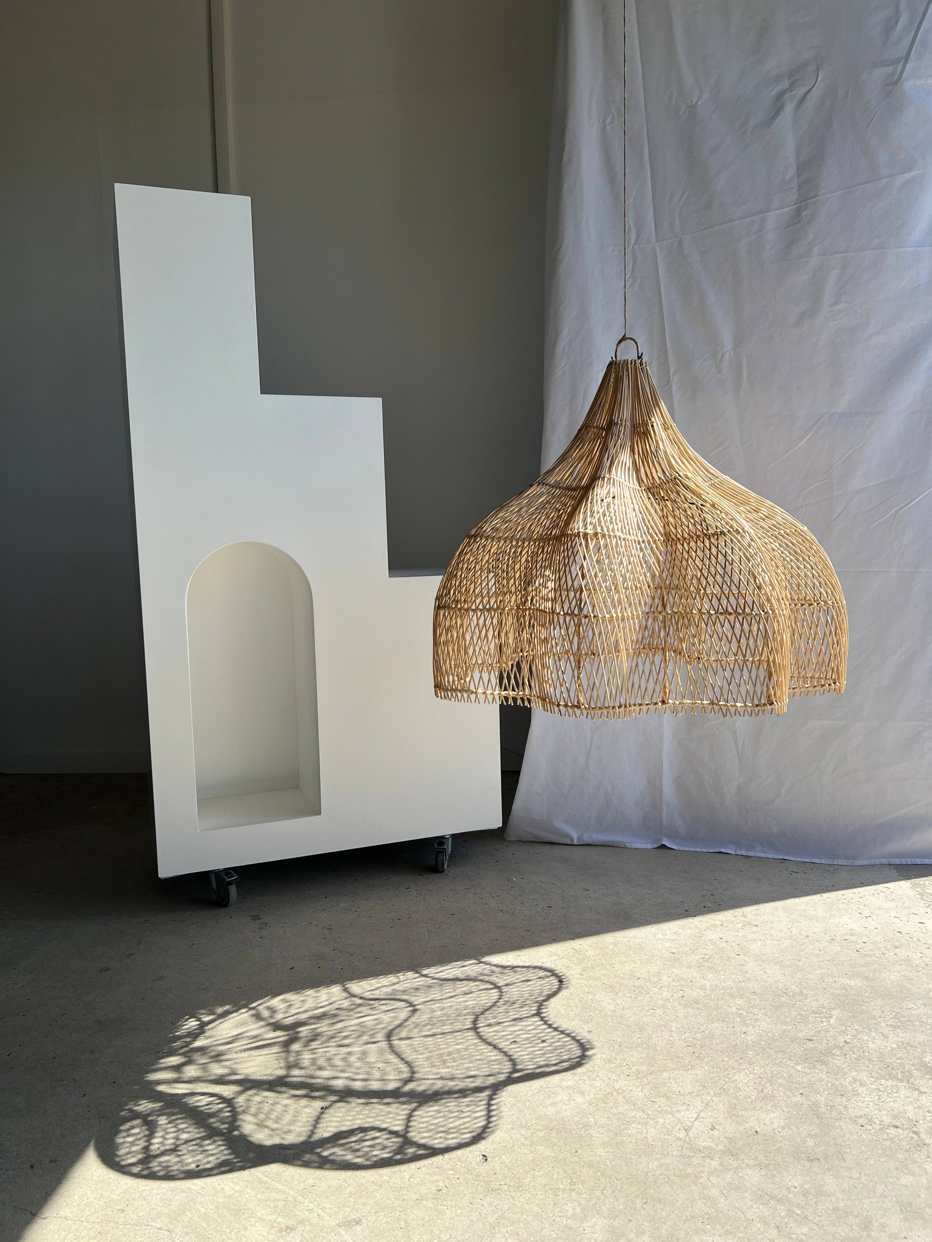 Office Objets - Wholesale Chandelier/Hanging Light - Pendant light, flower-shaped rattan fixture, tulip, corolla H:80cm D80cm7