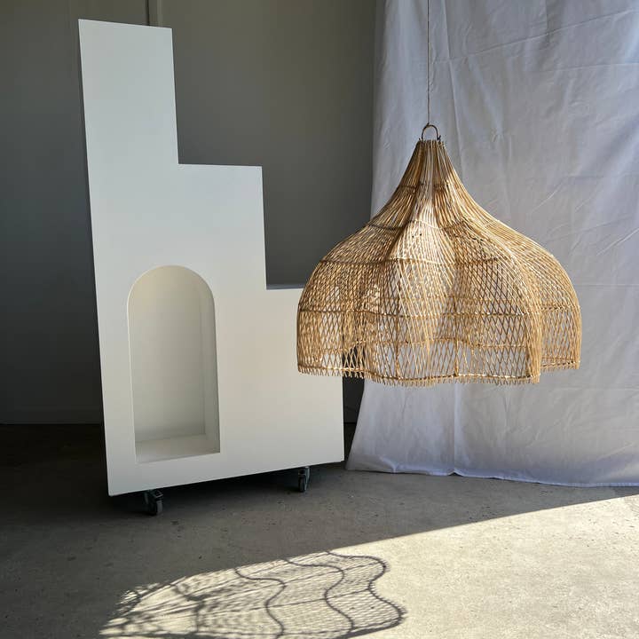 Office Objets - Wholesale Chandelier/Hanging Light - Pendant light, flower-shaped rattan fixture, tulip, corolla H:80cm D80cm7