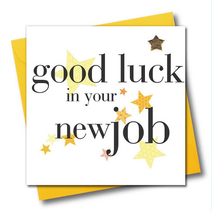 New Job Card, Good Luck, Embellished with a padded star for wholesale by Claire Giles Ltd