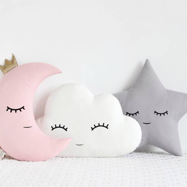 Set Of 3 - White Cloud, Light Pink Moon And Gray Star Cushions for wholesale by ProstoConcept