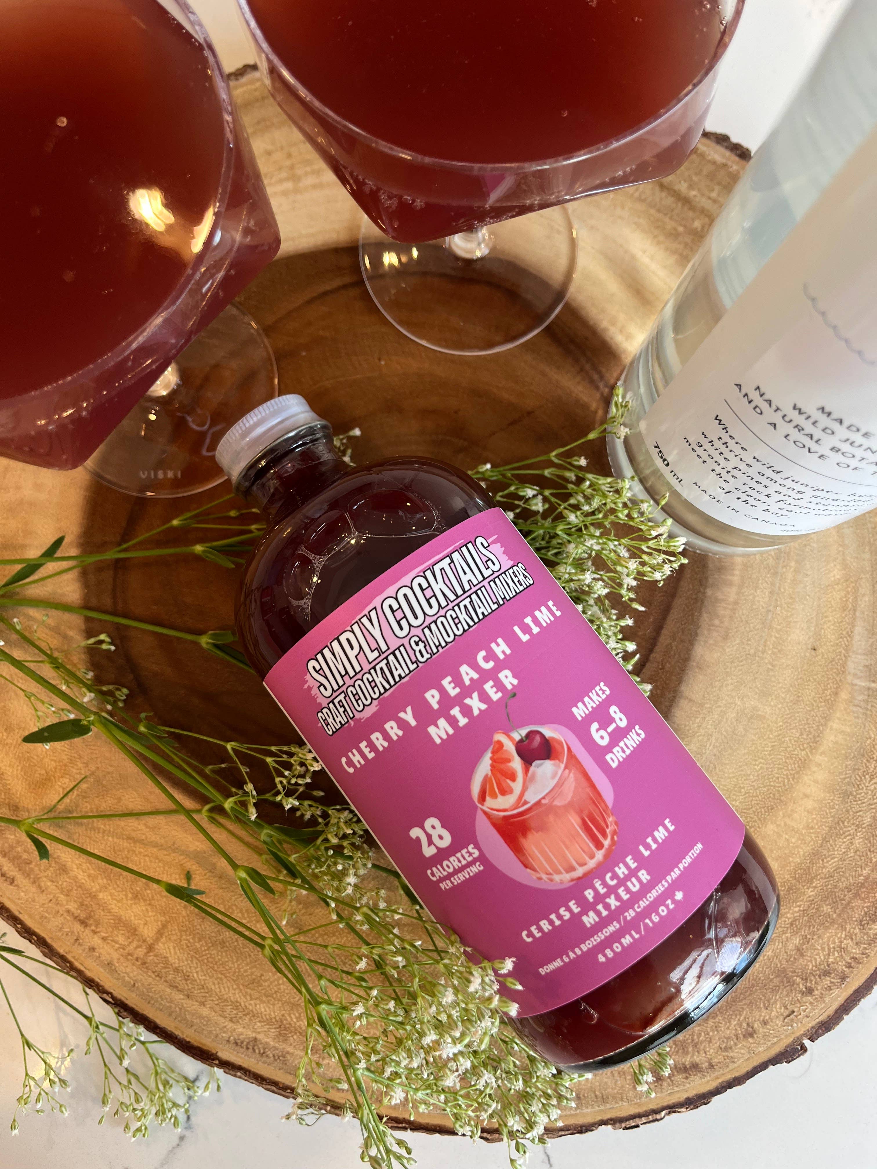 Simply Cocktails - Wholesale Cocktail Mix/Syrup - Cherry & Peach with Lime - Cocktail and Mocktail Mixer1