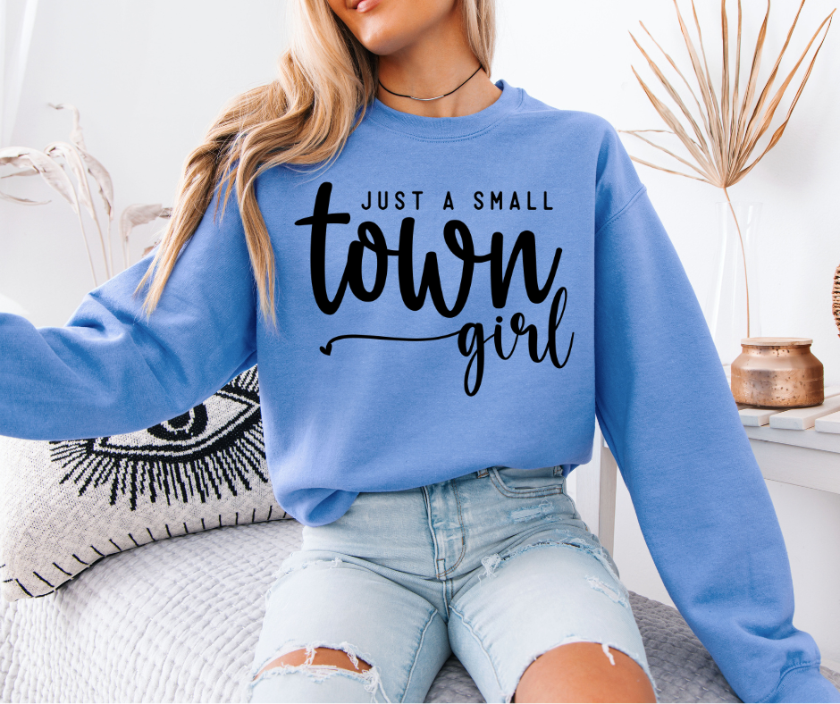 Moxie Brands – wholesale Sweatshirt med tryck - Dam – Just a Small Town Girl tröja med anpassningsbar ärm6