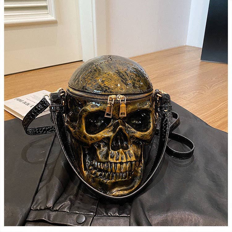 MB Fashion Wholesale - Wholesale Crossbody Bag - Women's - EVERY FASHION 3D Skull Crossbody Bag with Glossy Finish and Dual Zipper Closure20