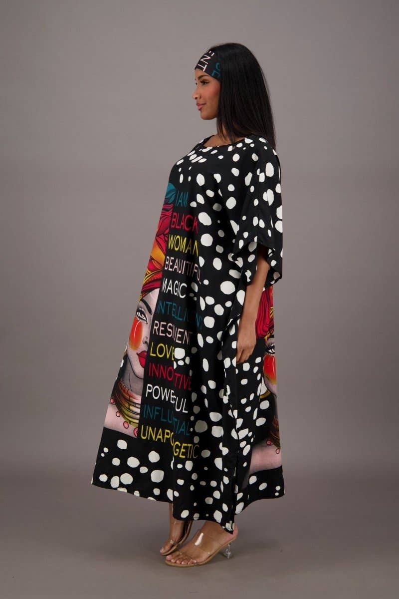 Single Color Polka Dot Empowerment Print Kaftan KAF-42204 for wholesale on Faire1