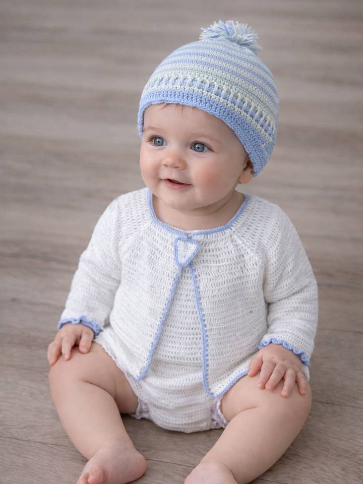 The Little Beau Blue Cardigan & Hat Set for wholesale by Expectations