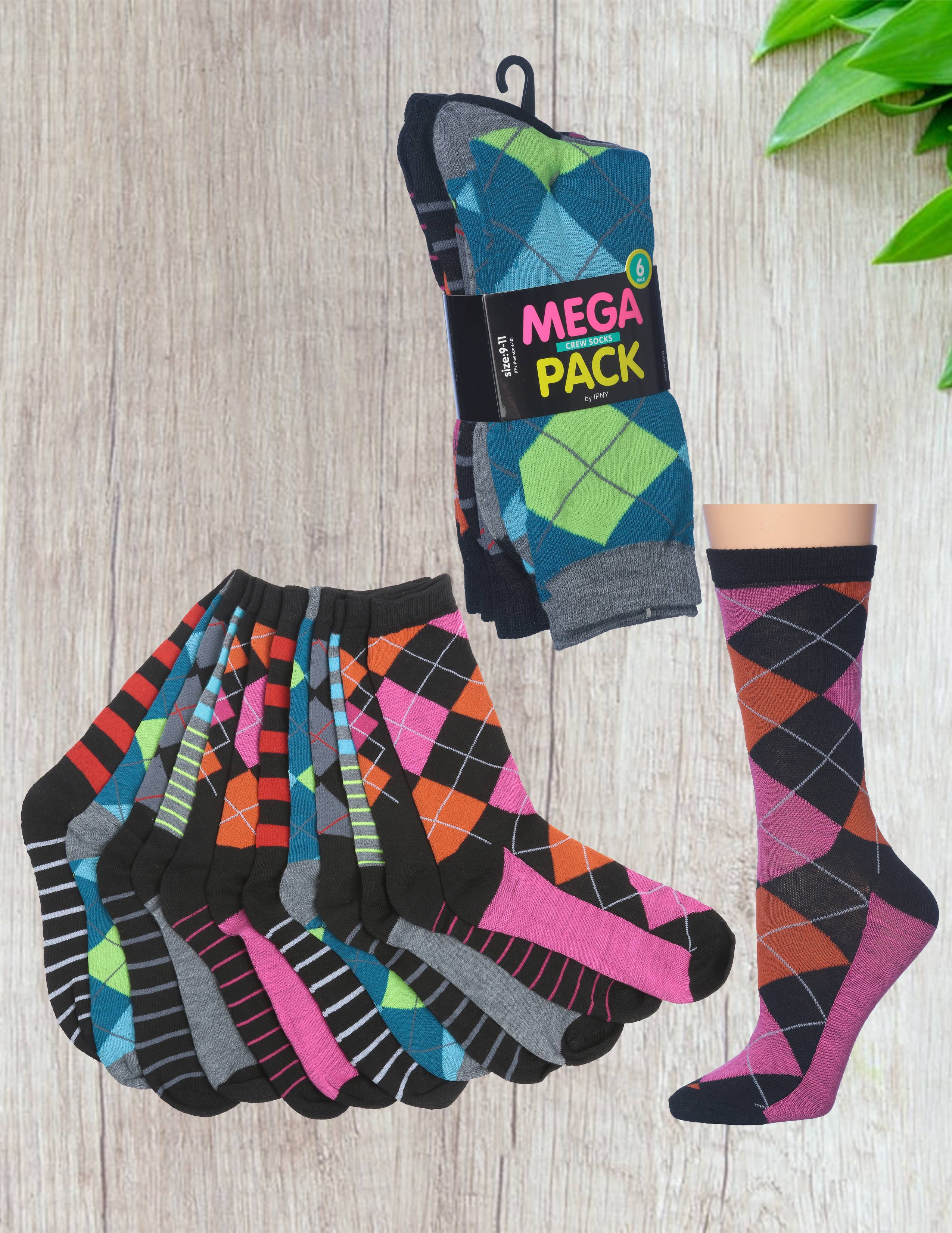 Isadora, Tipi toe, & James Fiallo – Großhandel Socken – Damen – Damen Tipi Toe 6er-Pack lustige bunte funky Happy Crew Socke3
