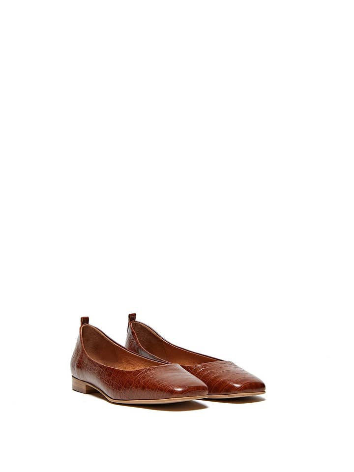 Sofia Godinho - Wholesale Flats - Women's - Croco Camel Ballerinas4