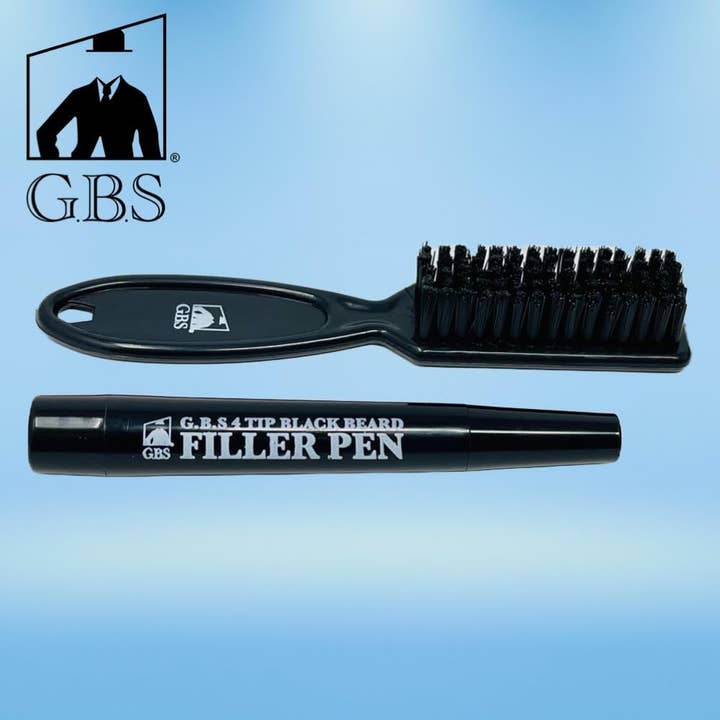 GENTS FINE GROOMING PRODUCTS – Engroshandel Skægstyling – Beard Filler Pen 4 Tip + Skægbørste (Sort eller Brun)