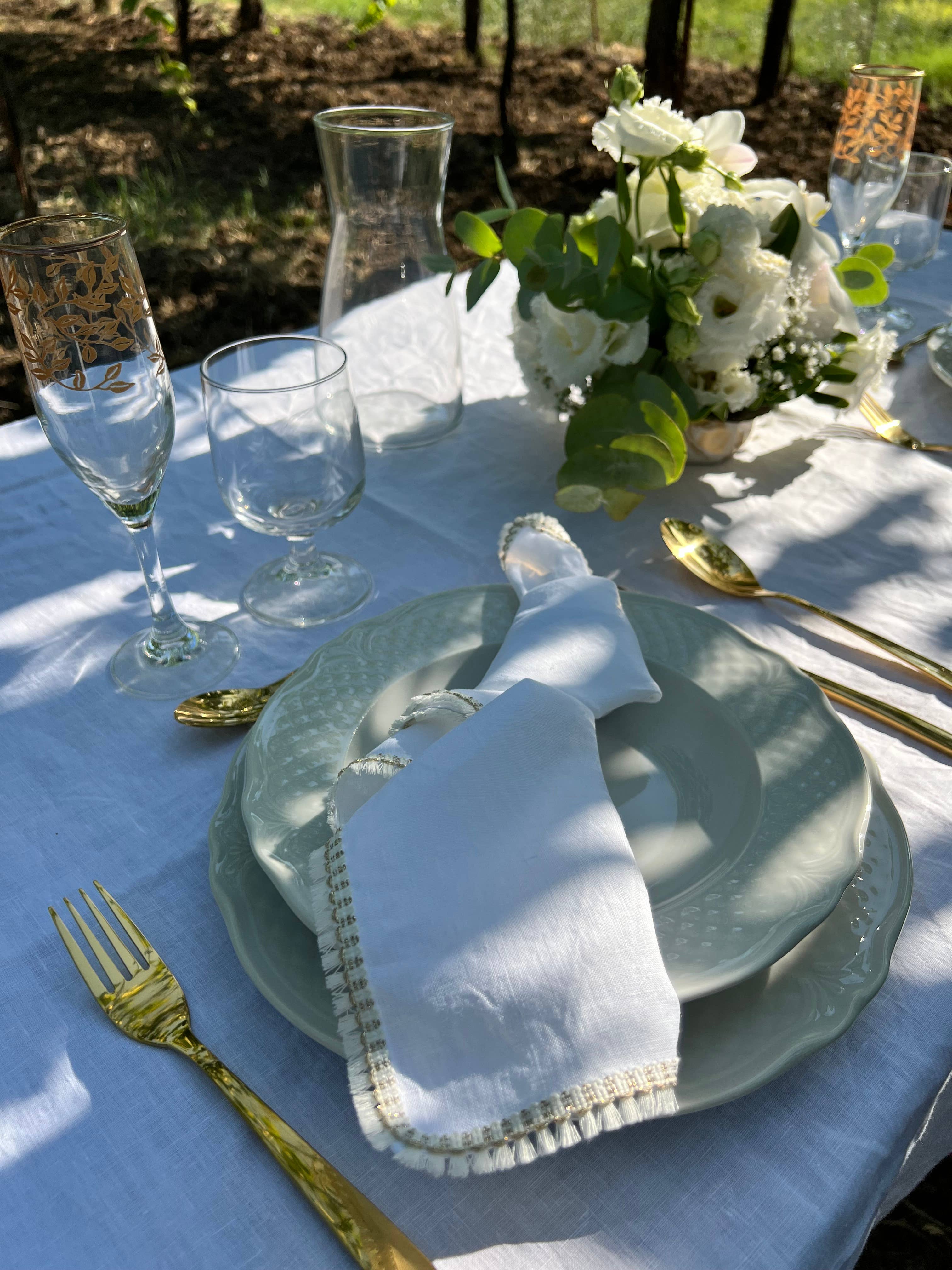 Lunaria Lab - Vente Serviettes de table en tissu - Serviettes en lin pur modèle Frange0