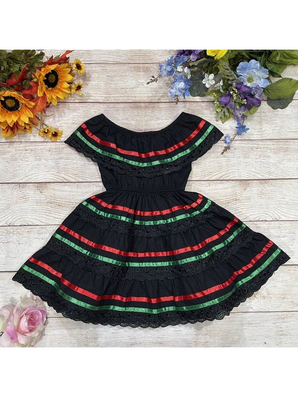 Black Girls Traditional Mexican Cinco De Mayo Fiesta Dress 2-14 for wholesale on Faire