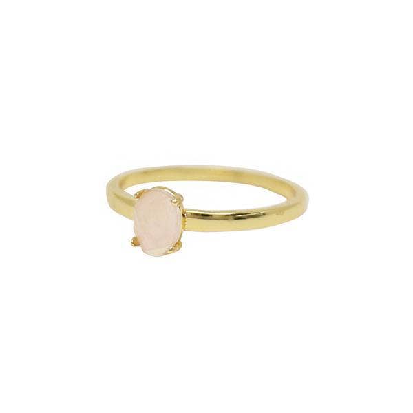 Bague en pierre empilable en quartz rose et or pour la vente par CHARGED