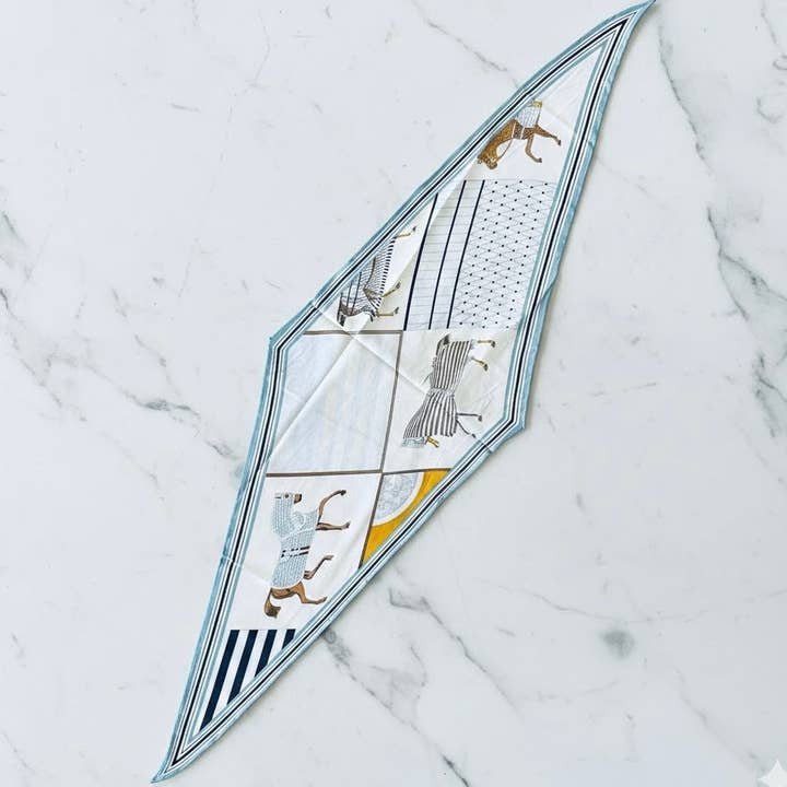 Blue Horse Scarf for wholesale by Shalla Wista Studio