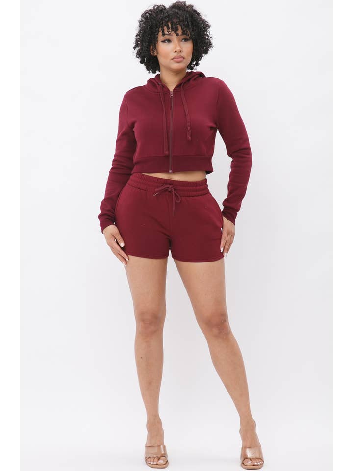 Boswell - Wholesale Lounge Set - Women's - French Terry Hoodie and Short Set With Pockets18