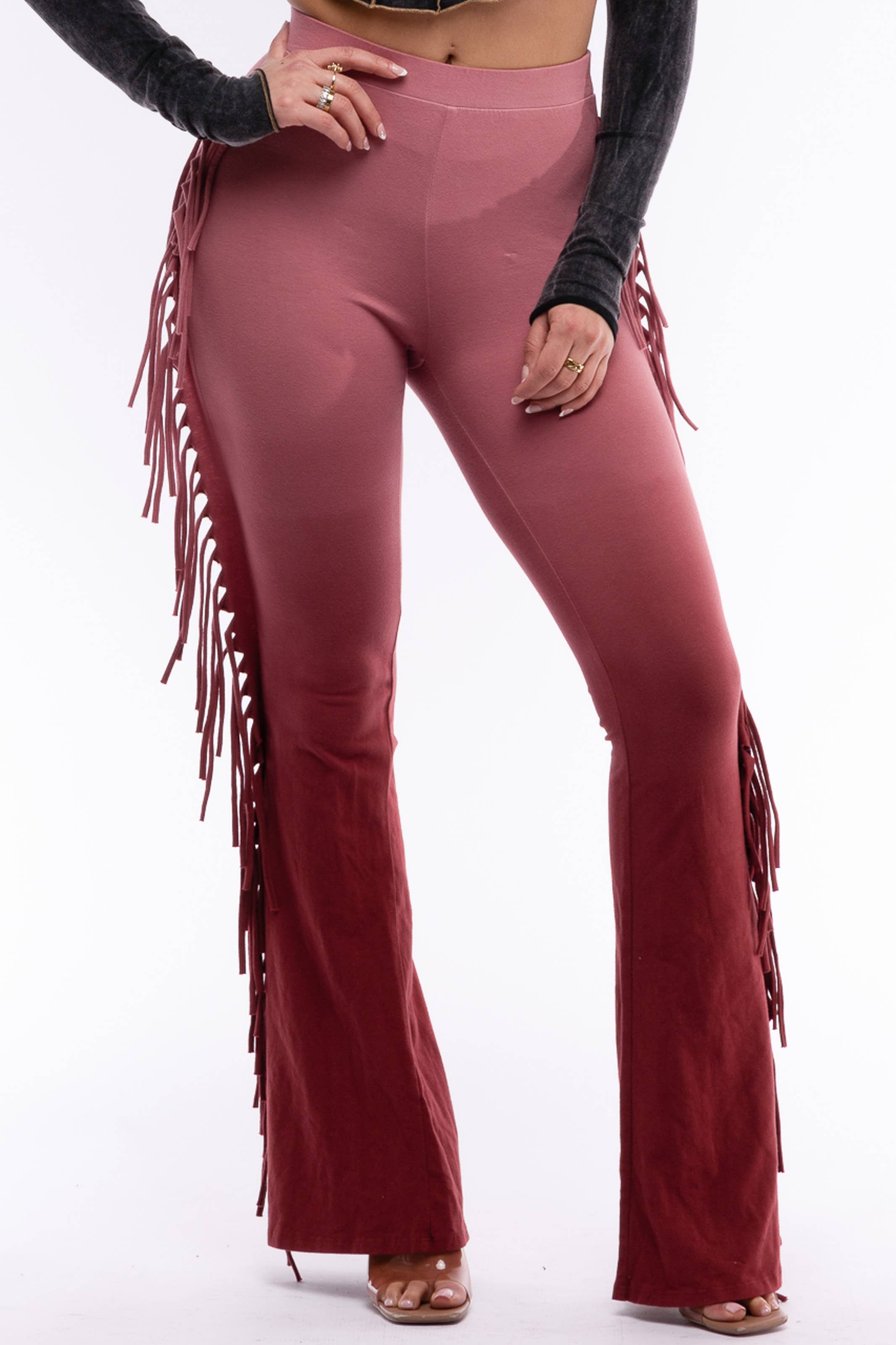 K Too - Vendita all'ingrosso Pantalone - Donna - Pantaloni svasati PLUS SIZE con frange lavabili a immersione3