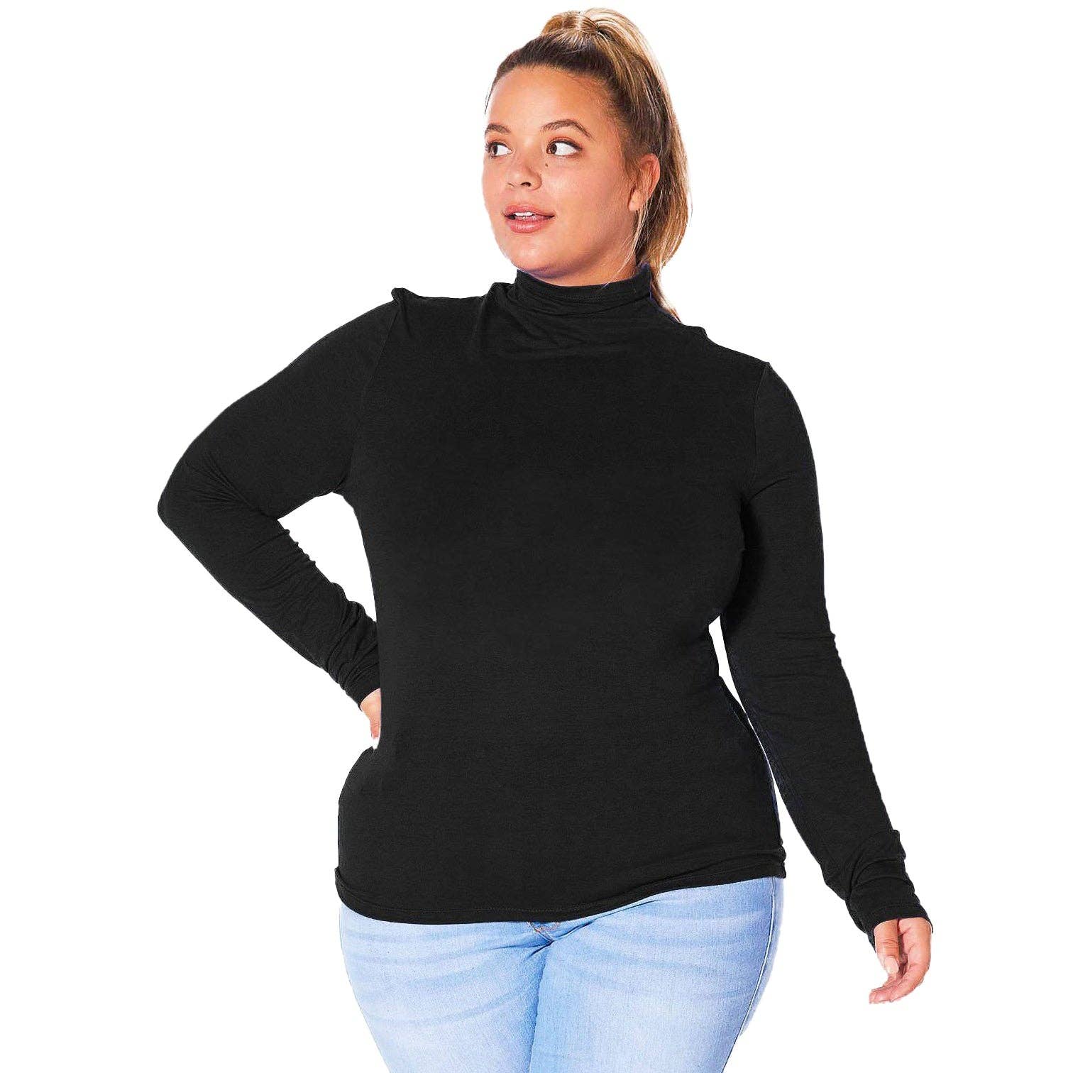 Robin K – wholesale Stickad topp - Dam – Plus size långärmad polotröja med åtsittande passform24