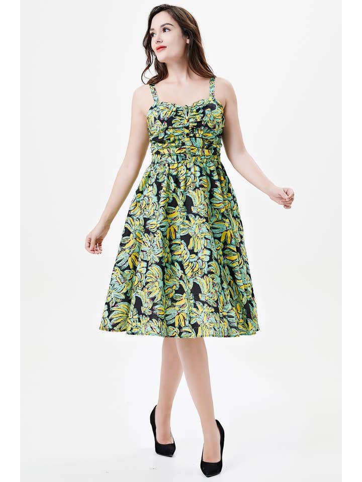 Black Multi 253127 | Eden | Linen Fit & Flare Dress With Pockets for wholesale on Faire3