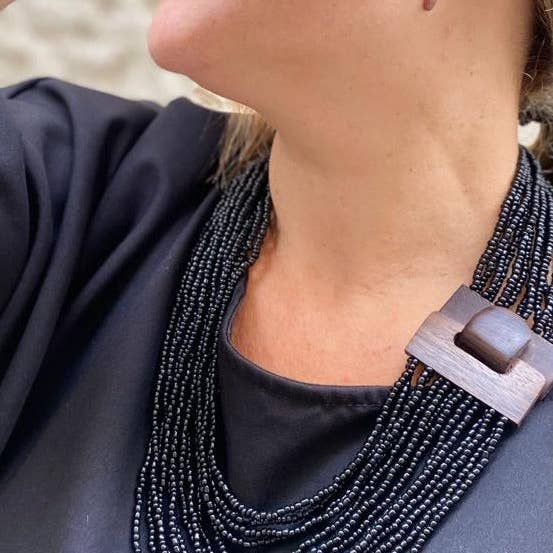 Bijondo - Wholesale Beaded/Pearl Necklace - Glass and Wood Bead Necklace with Clasp, costume jewelry2