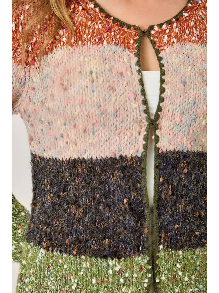 Mystree - Wholesale Cardigan - Women's - 61203 Melange Color Blocked Cardigan 23