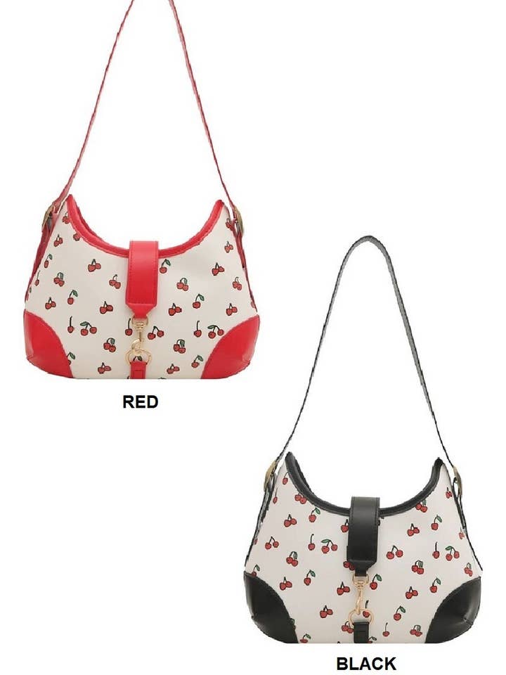 Cherry Pattern Hamptons Hobo Bag for wholesale by Vanilla Monkey