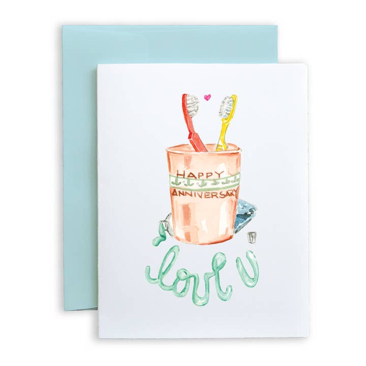 Happy Anniversary Toothbrushes Greeting Card for wholesale by MaryGold Tales