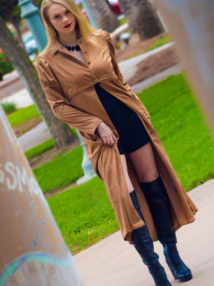 Casaco Duster Chic Star Corduroy Cáqui 080924 por atacado de CHIC STAR