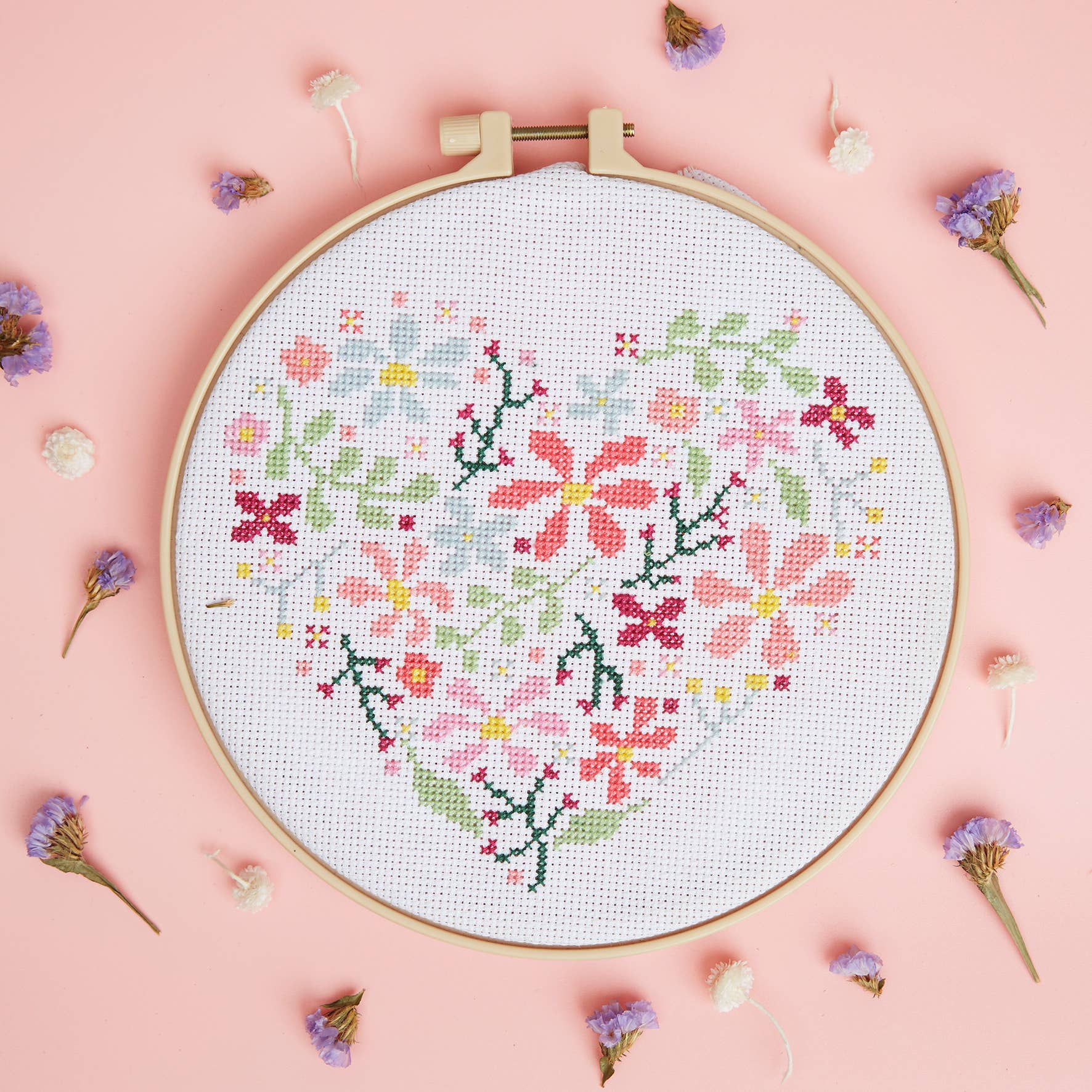West Design Products – wholesale Embroidery/cross-stitch supplies – Simply Make Cross Stitch Craft Kit - Floral Heart Design7