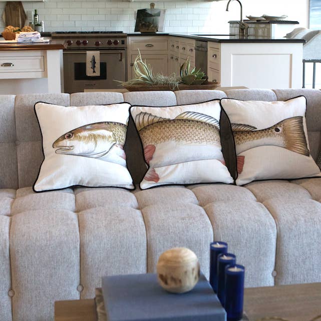 Redfish 3 Piece Embroidered Pillow Set for wholesale by Tide Hill