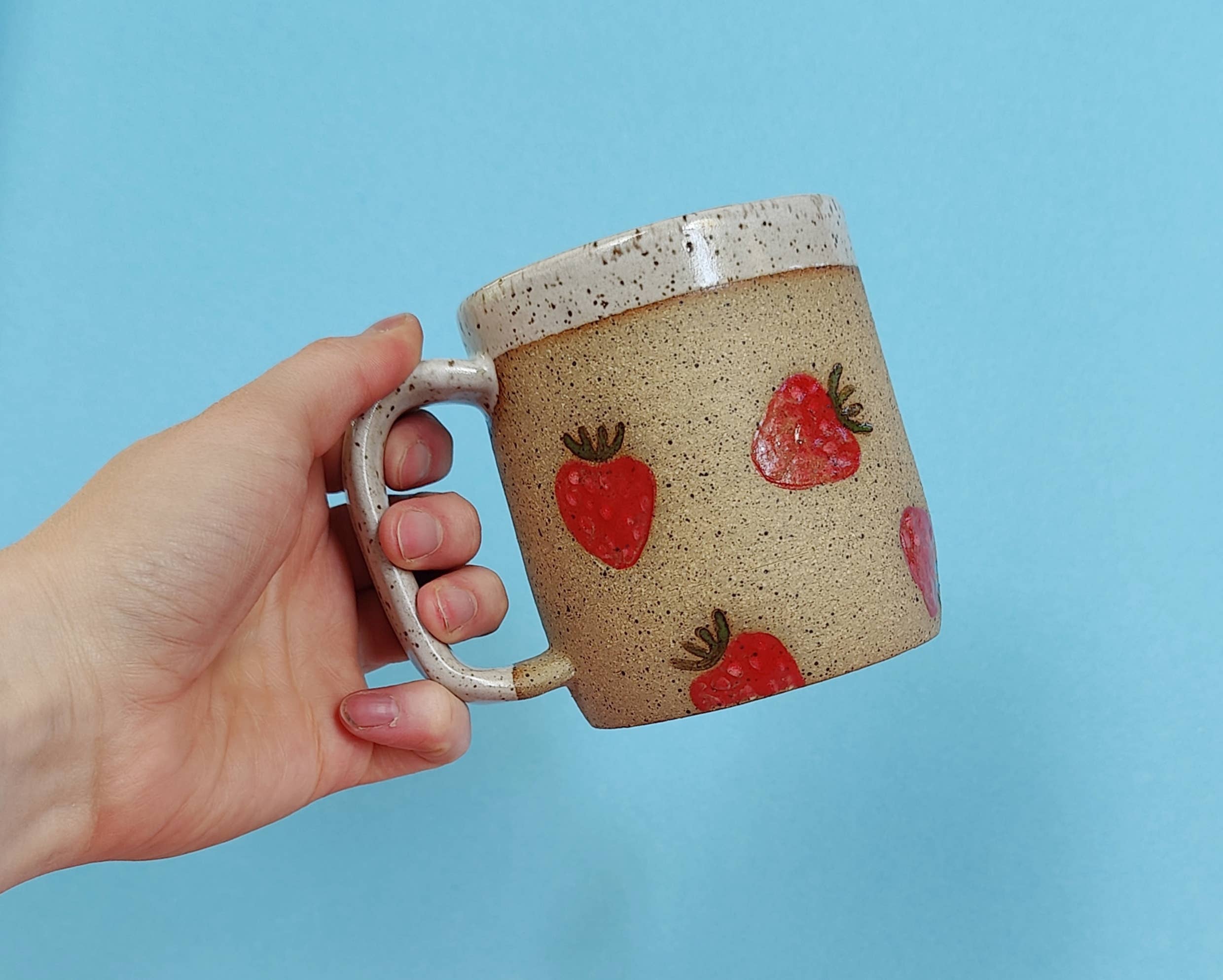 Osso Ceramics – wholesale Coffee mug – Strawberry Stamped Mug1