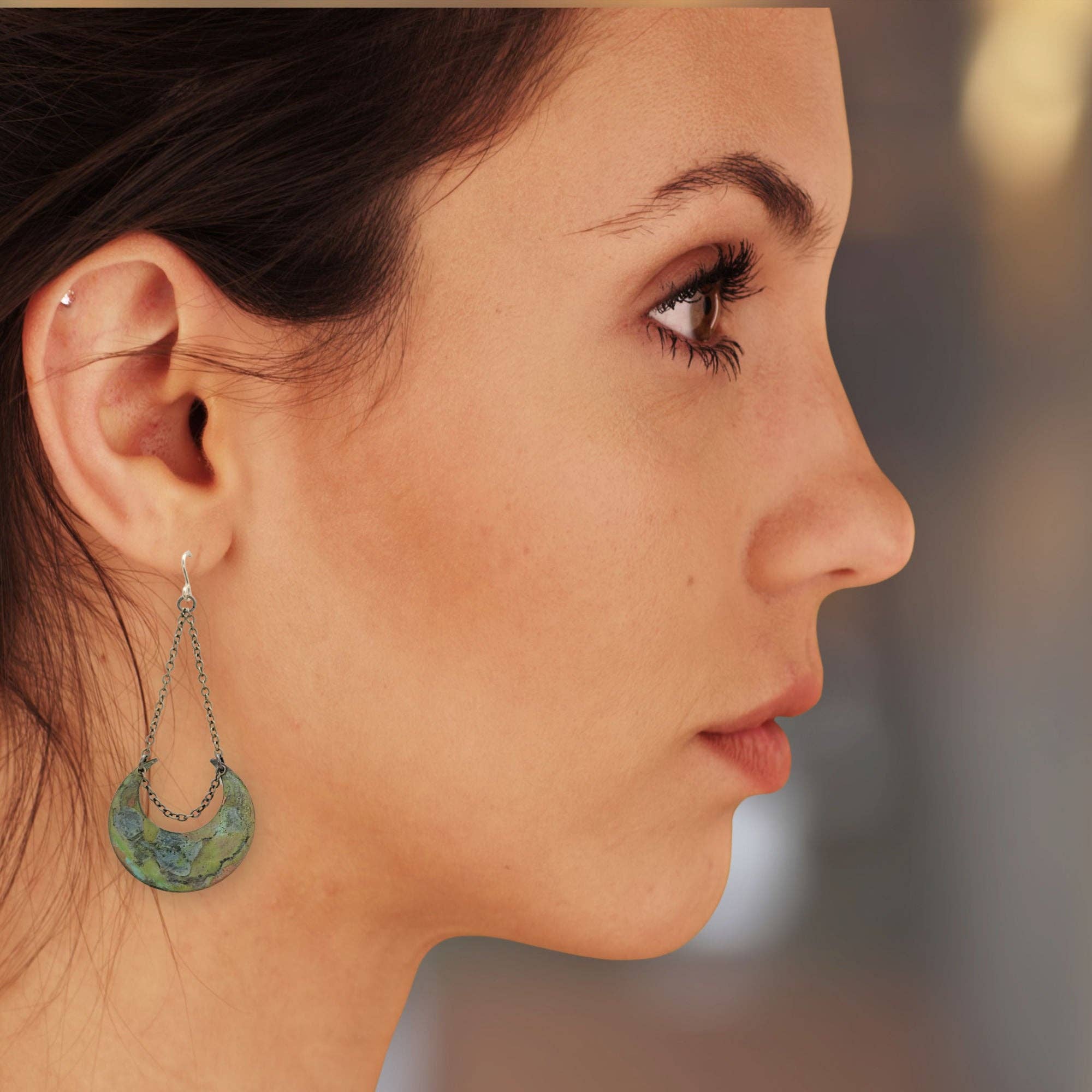 Beatrixbell Handcrafted - Wholesale Dangle Earrings - Copper Moon Earrings3