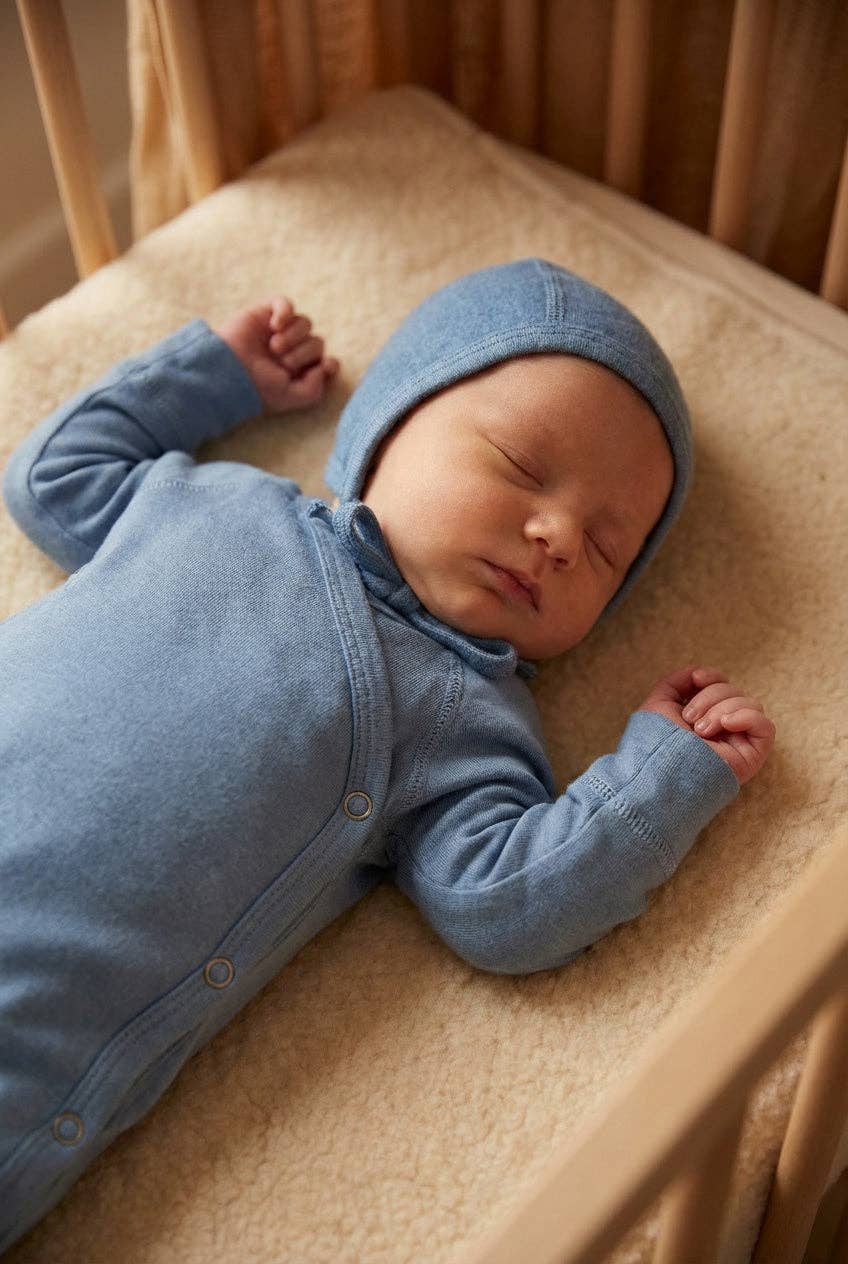 Lille Barn – Großhandel Strampler – Baby – Wollstrampler aus Merinowolle – Blau Nebel1