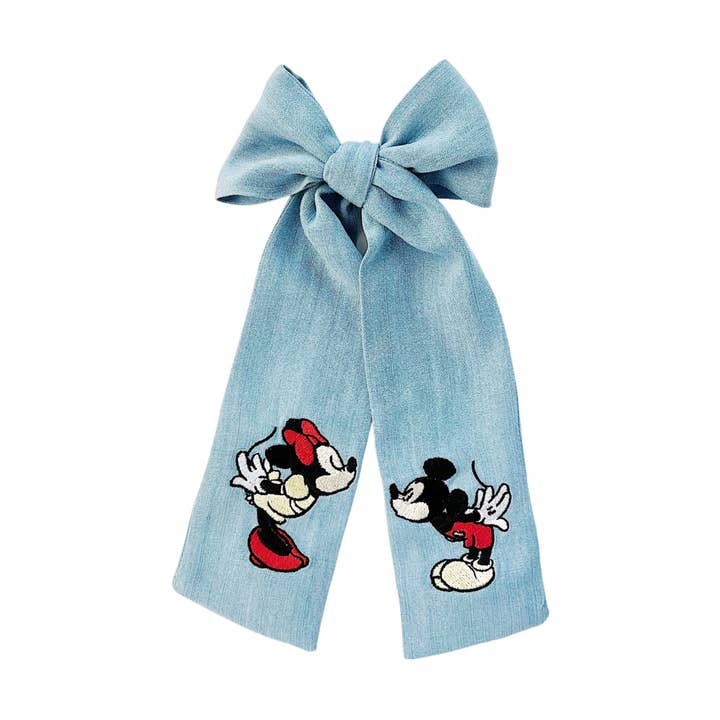 Mickey & Minnie Kissing Denim Bow for wholesale by Bebe Theory