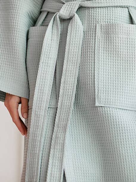 Casilin - Wholesale Robe - Unisex - Waffle Cotton - Sauna Bathrobe - Sea Green